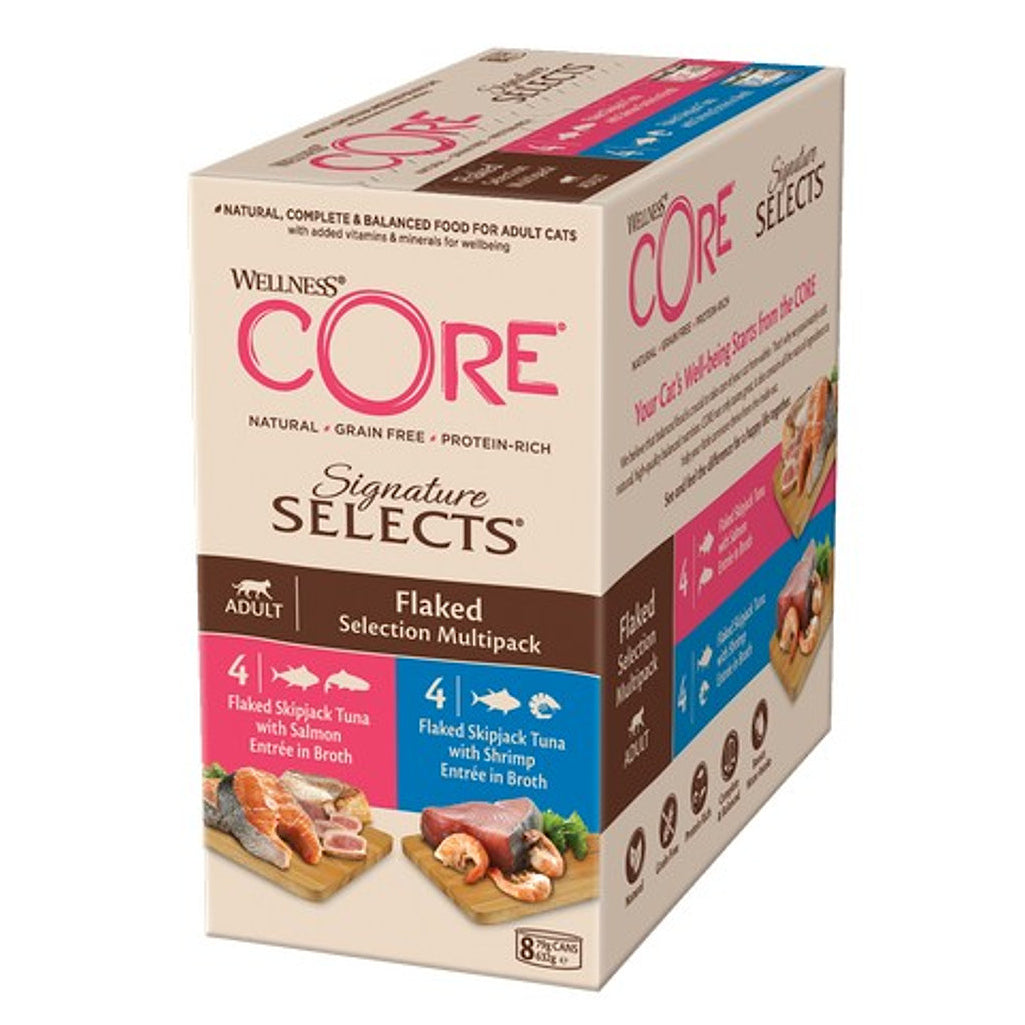 Wellness CORE Cat Wet Adult Signature Selects Flaked Multipack 8 x 79g