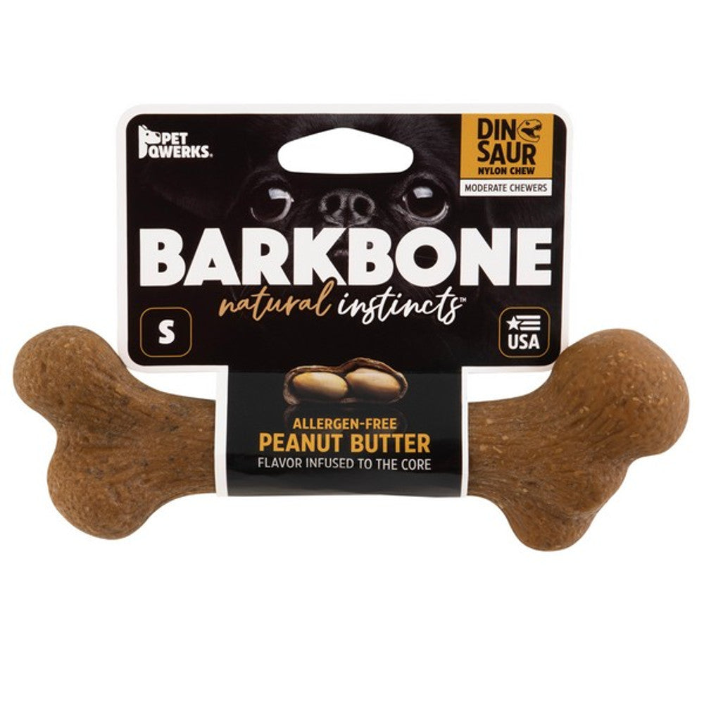 Pet Qwerks Dinosaur BarkBones Peanut Butter Nylon Tough Dog Toys 3 Sizes