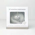 Pet Memorial Feather Filled Glass Bauble With Paw Print Charm