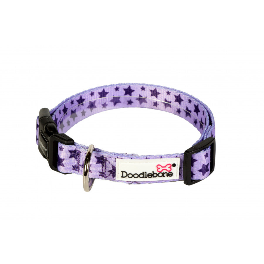 Doodlebone Originals Dog Collar Violet Stars 3 Sizes