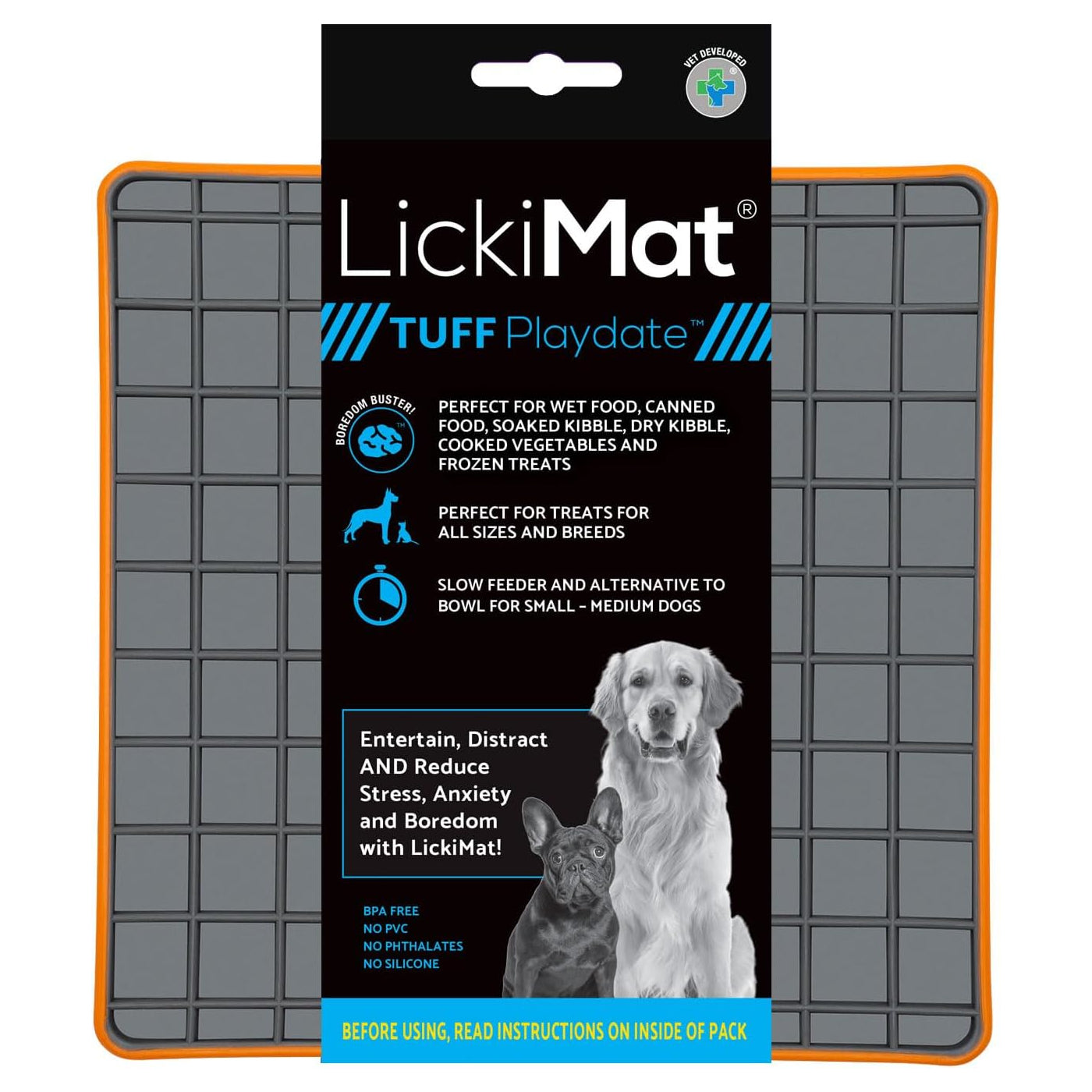 LickiMat Dog Lick Mats Slow Feeders Tuff Playdate 4 Colours