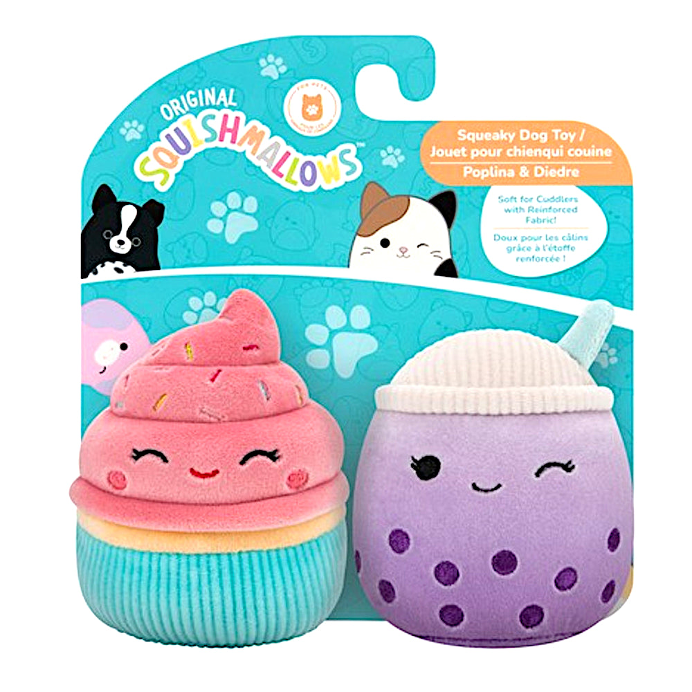 Squishmallows Squeaky Plush Dog Toys Poplina & Diedre