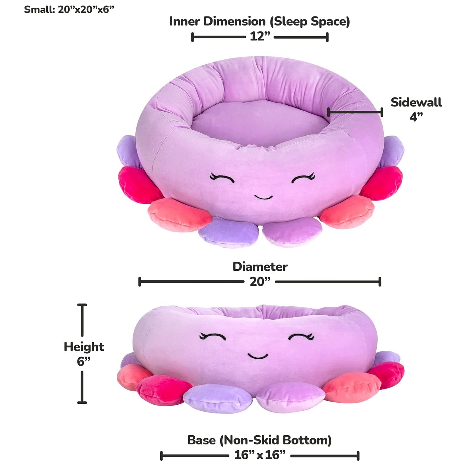 Squishmallows Pet Beds Beula the Octopus 3 Sizes