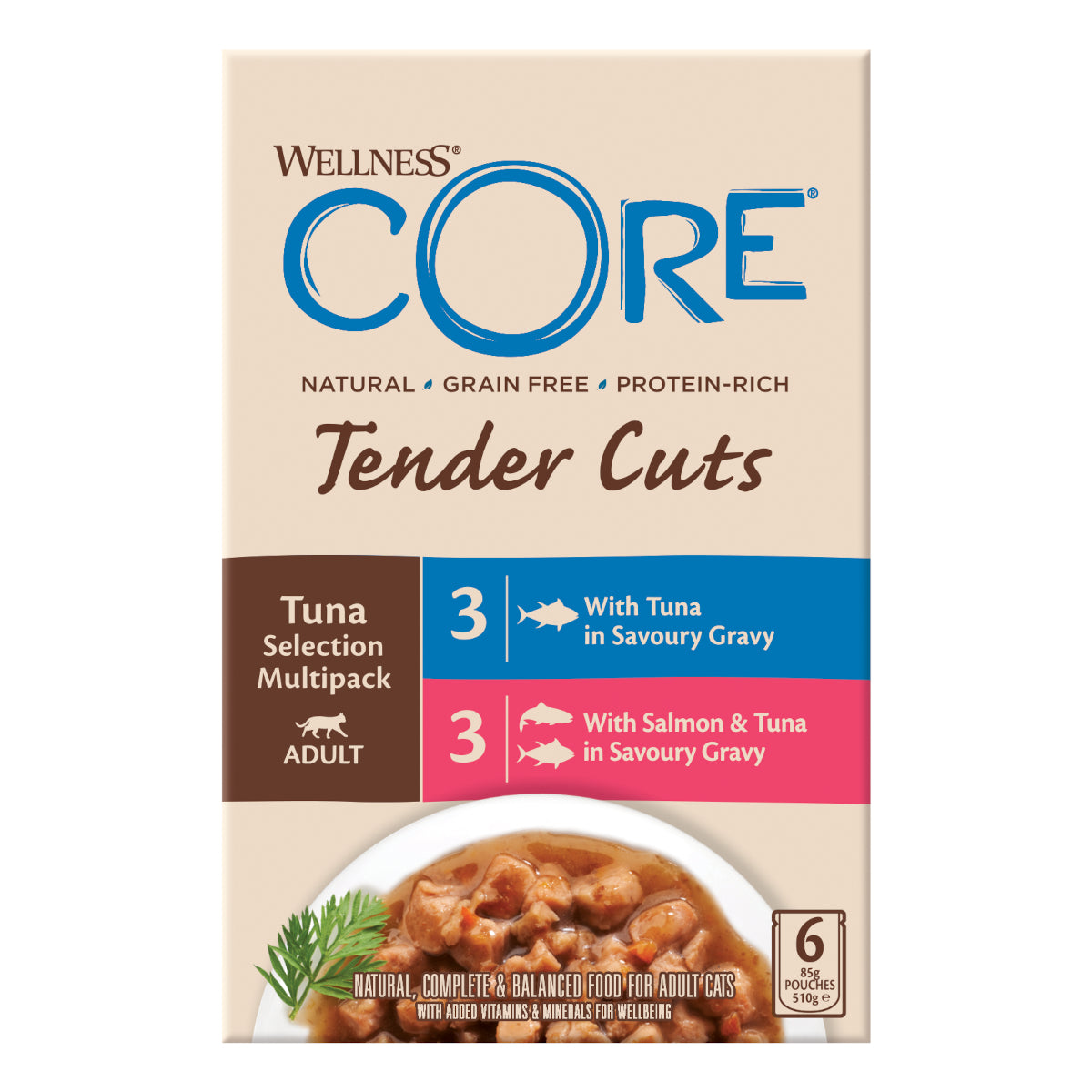 Wellness CORE Cat Wet Adult Tender Cuts Tuna Selection Multipack 6 x 85g