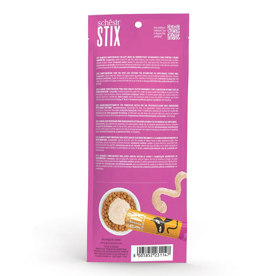 Schesir Stix Cat Treats with Chicken in Cream 6 x 15g