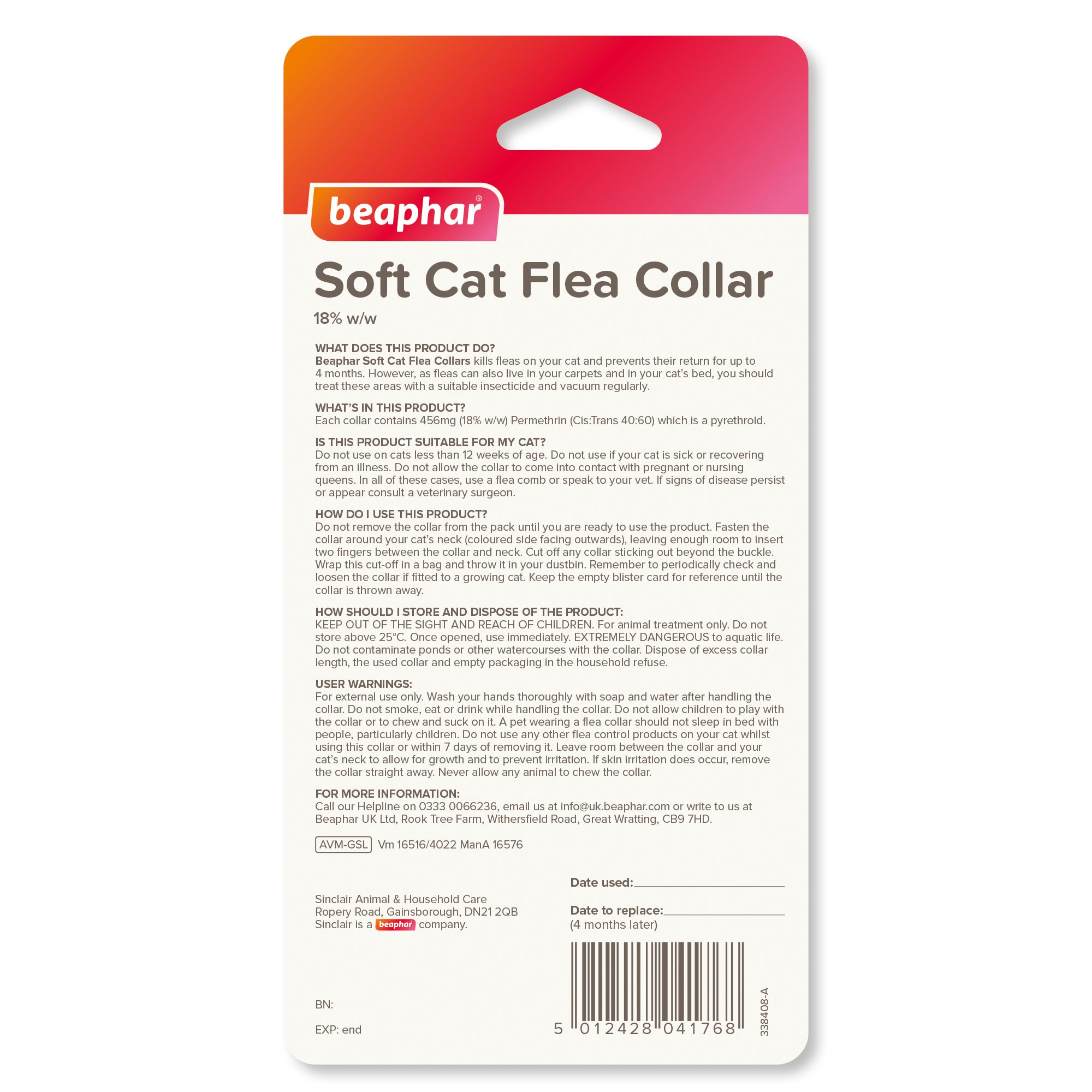 Beaphar Cat Collar Kills & Prevents Fleas Glitter