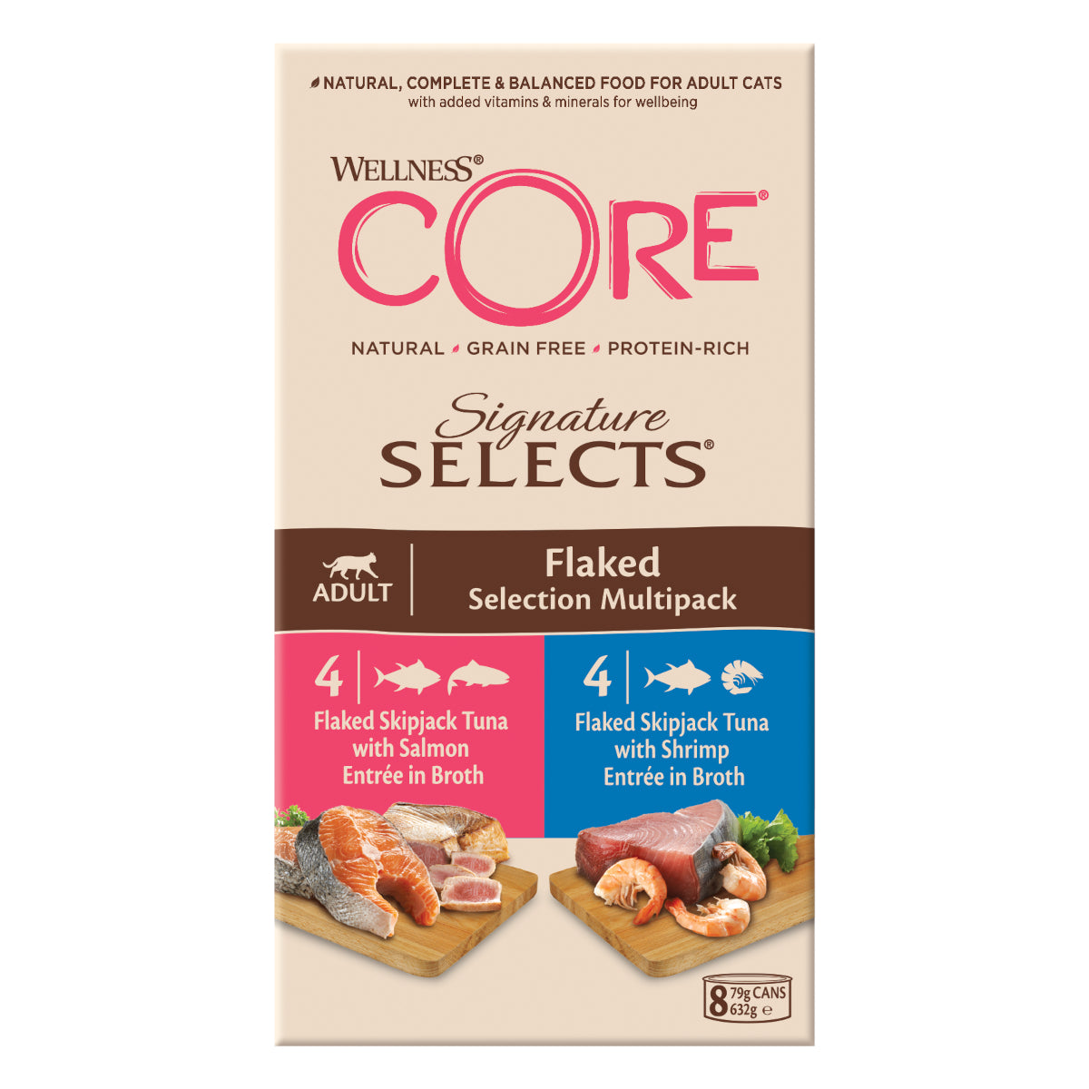 Wellness CORE Cat Wet Adult Signature Selects Flaked Multipack 8 x 79g