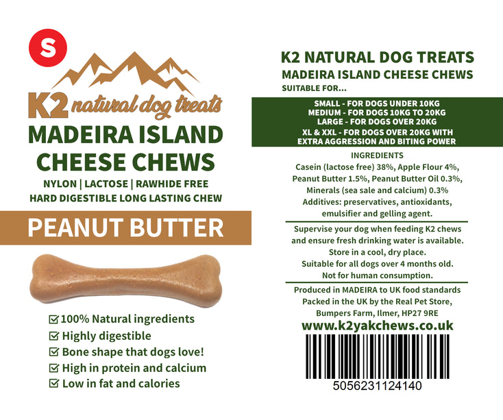 K2 Madeira Island Cheese Chews Peanut Butter Small 