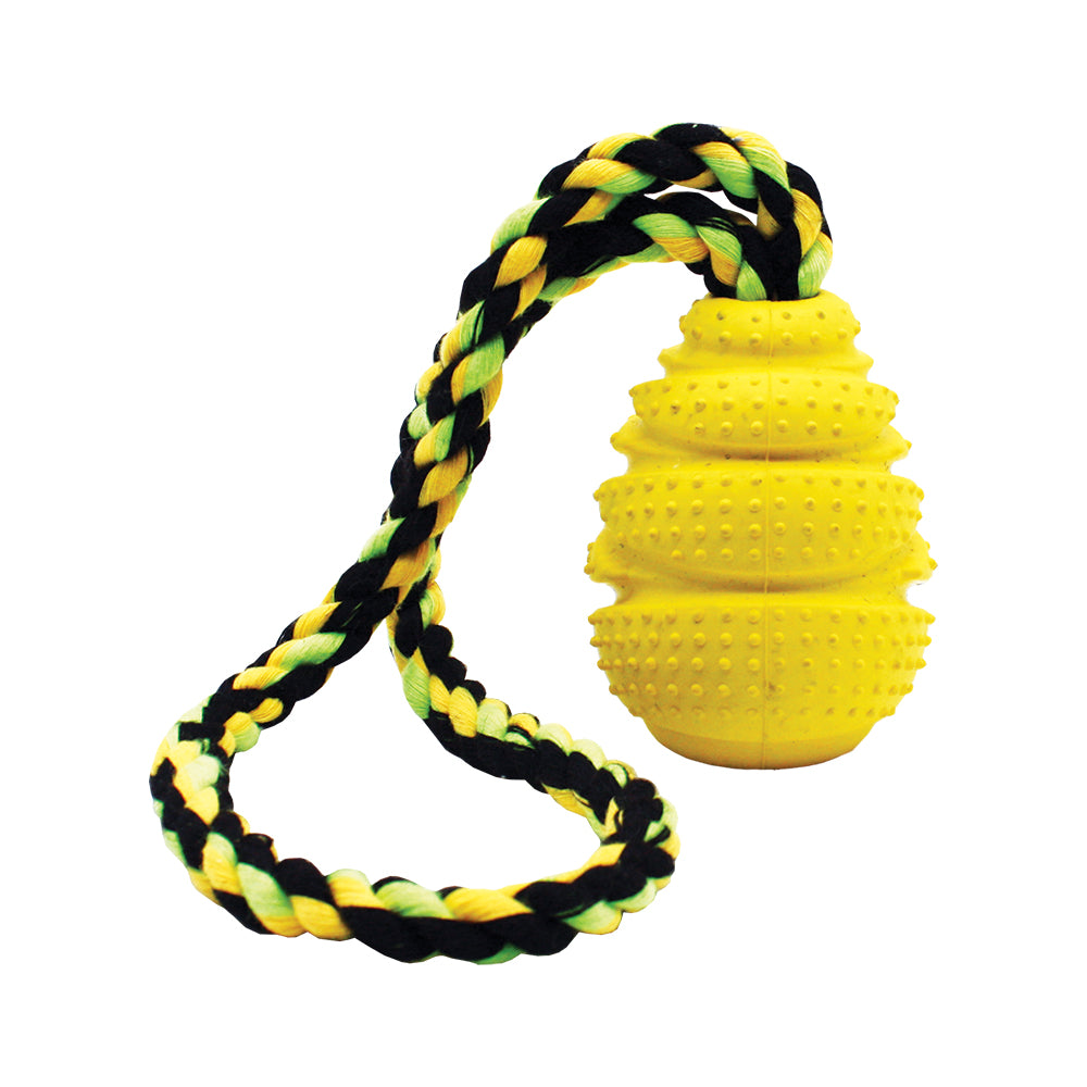 Grrrelli Rubber Tough Dog Toys Treat Fillers Tugger w. Rope 3 Sizes