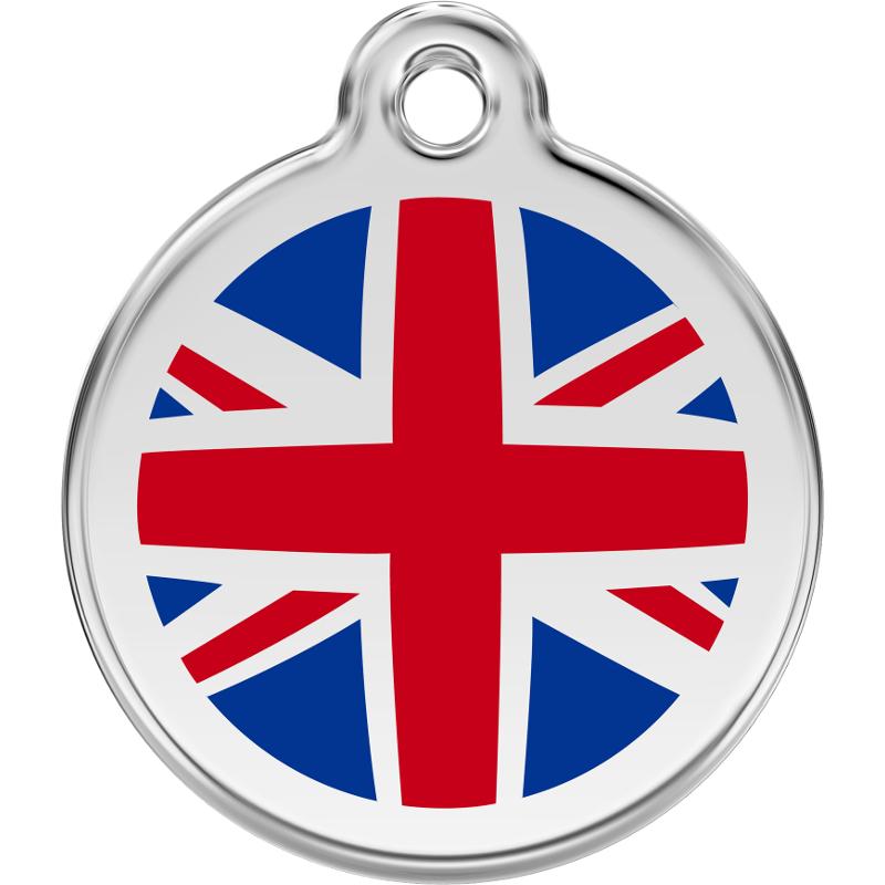 Red Dingo Enamel Dog & Cat ID Tags UK Flag