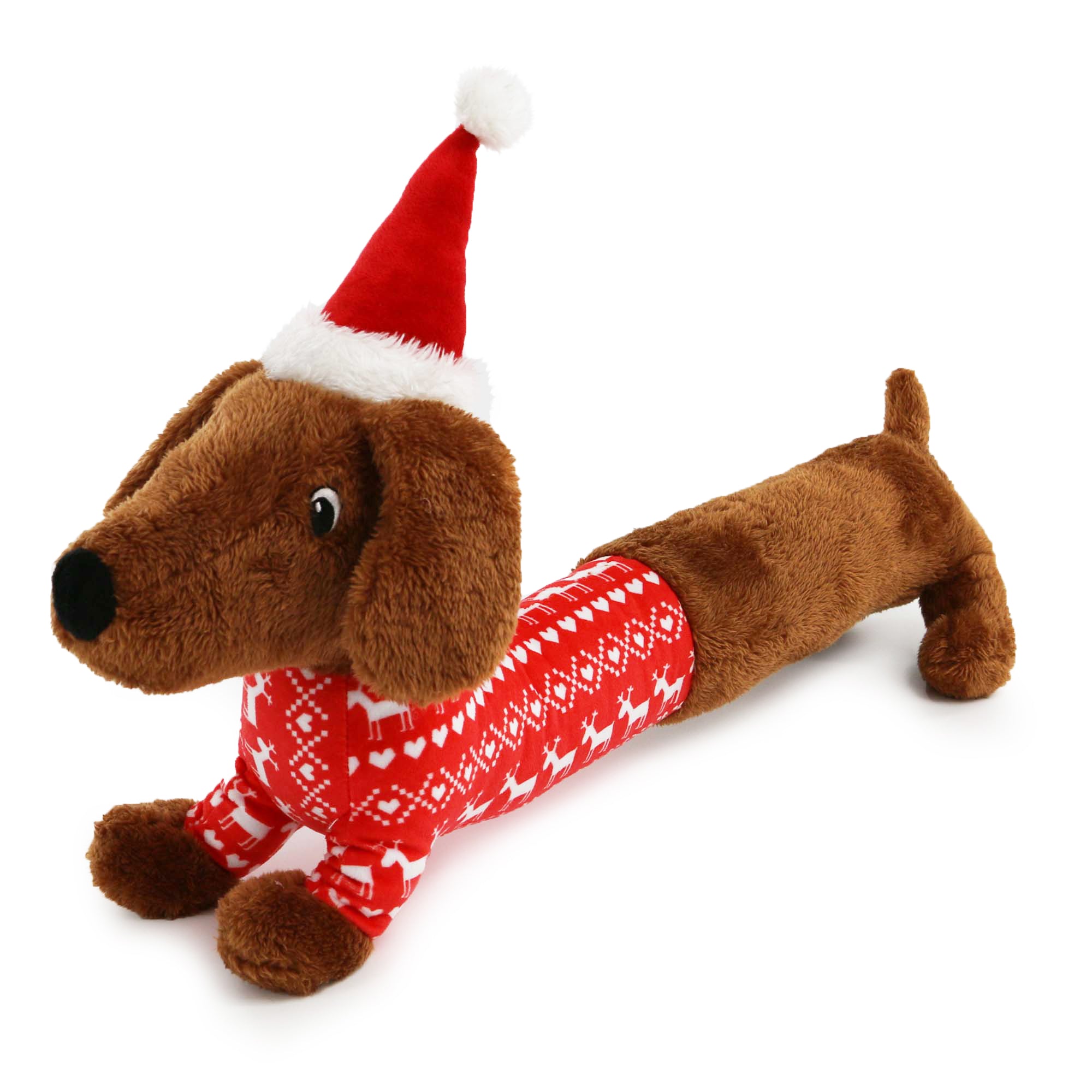 Ancol Xmas Soft Plush Dog Toy Dachshund Through The Snow