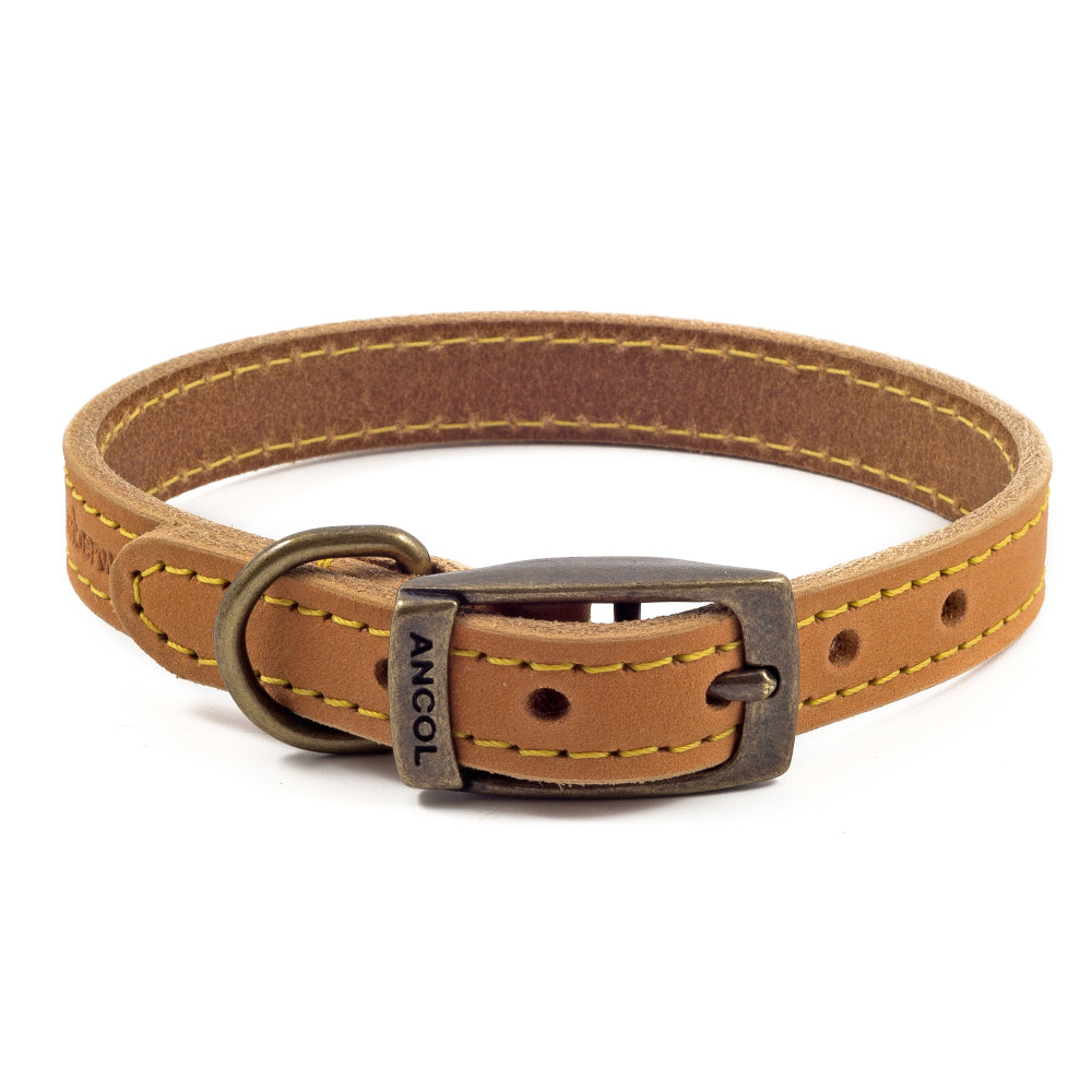 Ancol Timberwolf Leather Collars Mustard 8 Sizes