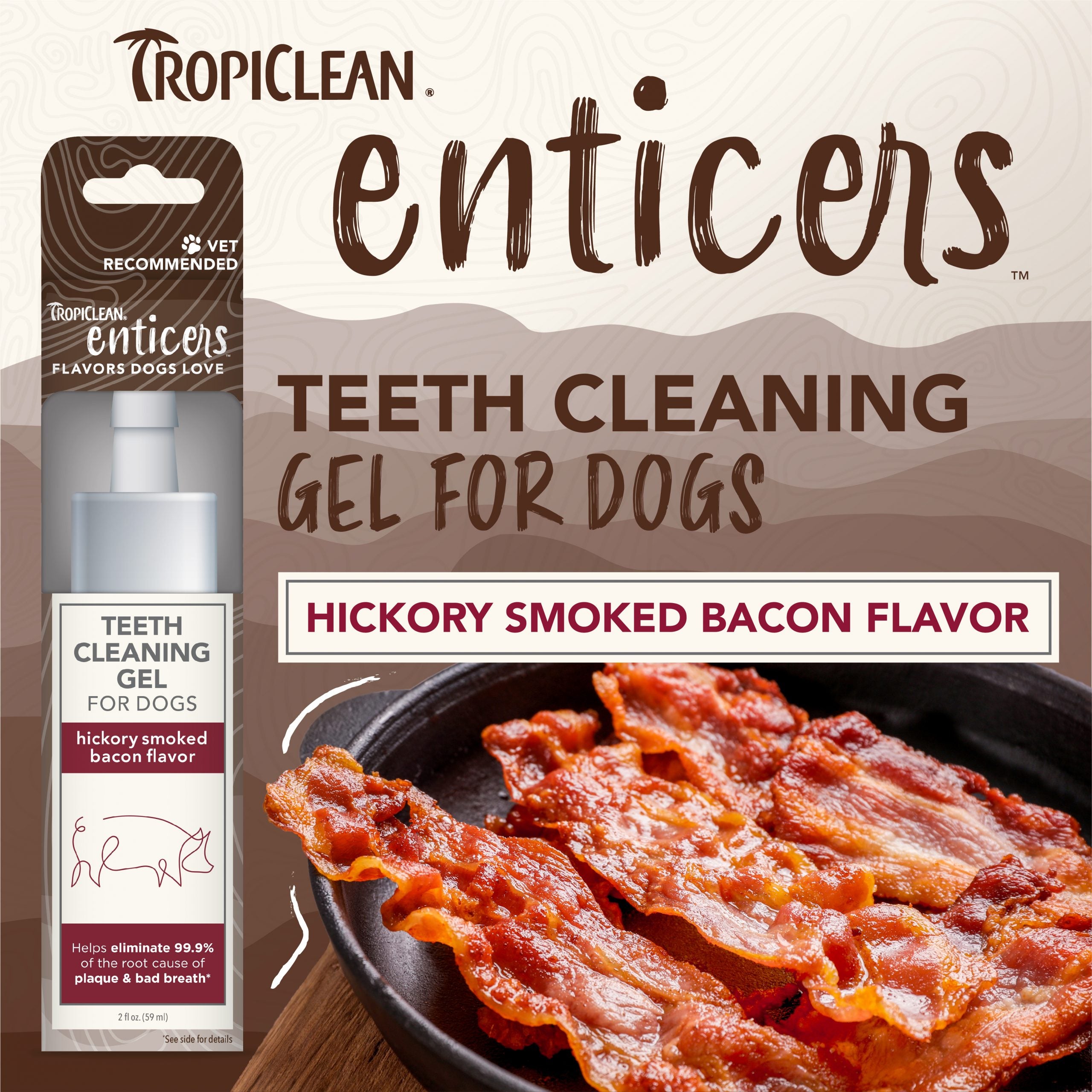 TropiClean Enticers Teeth Cleaning Gel for Dogs Smoked Bacon 59ml