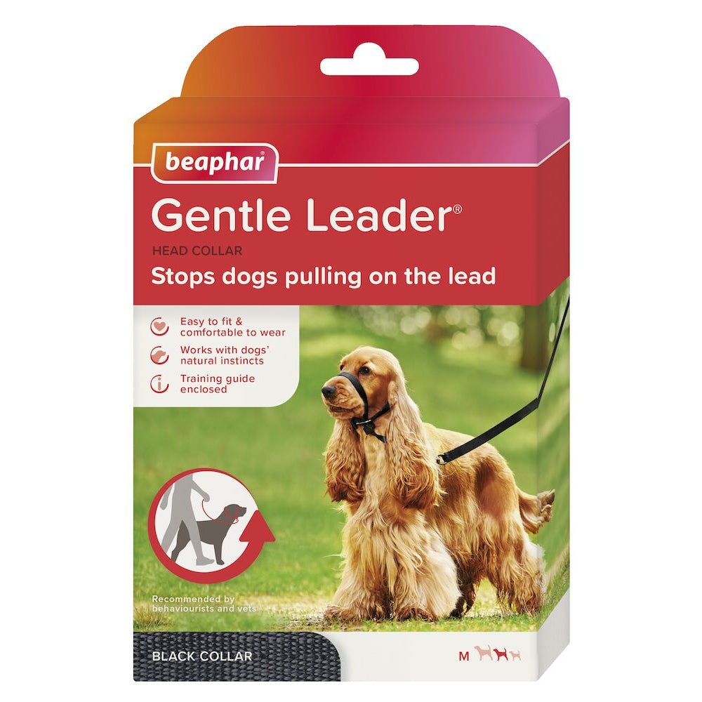 Beaphar Gentle Leader Head Collar Dog Lead STOPS Pulling Black 3 Sizes