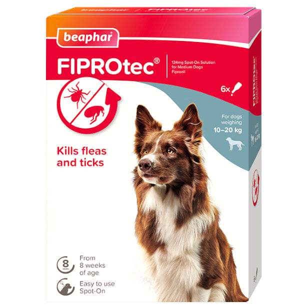 Beaphar Fiprotec Spot On Flea / Tick Treatment Solution for Medium Dogs Packs 1/4/6