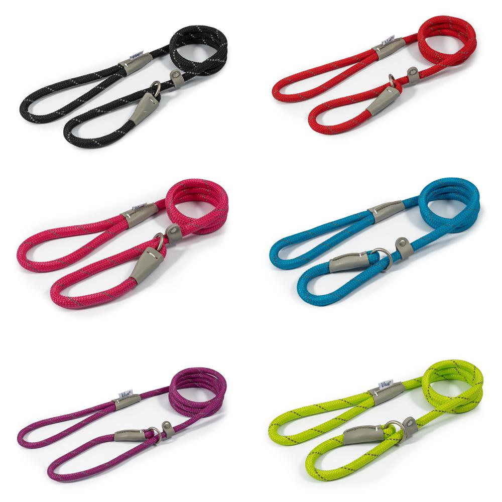 Ancol Viva Dog Rope Slip Lead Reflective Weave Lime 4 Sizes