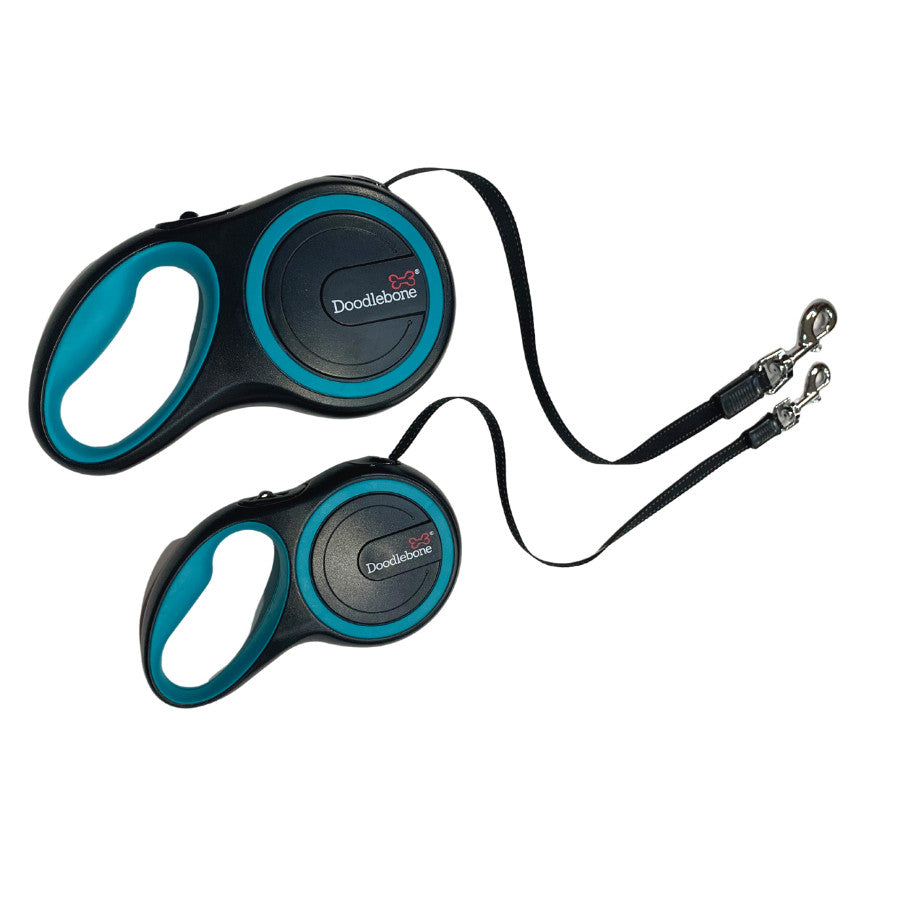 Doodlebone Originals Retractable Dog Leads Coal/Peacock 2 Sizes