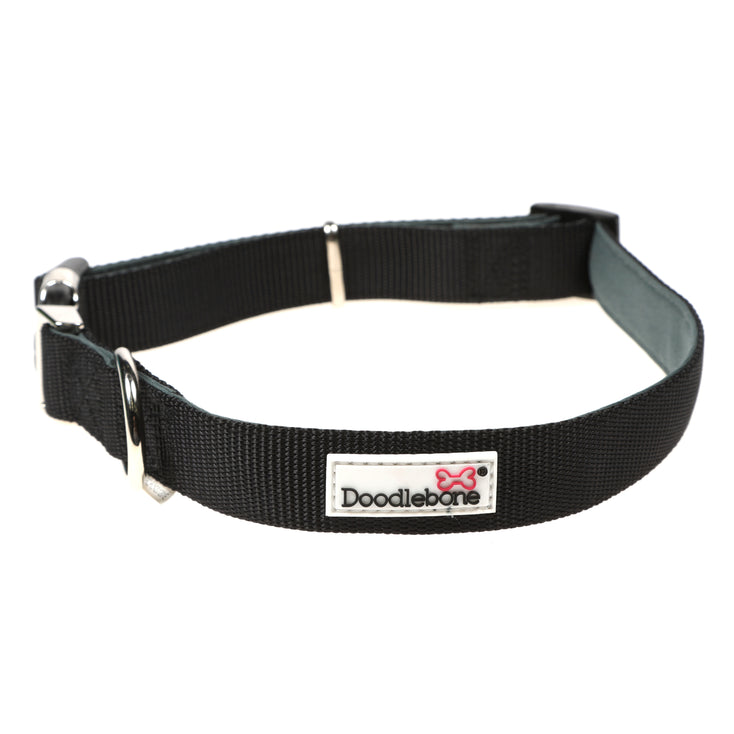 Doodlebone Originals Padded Dog Collar Coal 3 Sizes