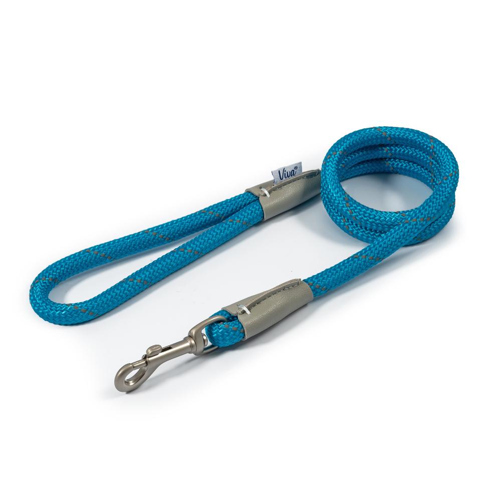 Ancol Viva Dog Rope Lead Snap Hook Reflective Blue 2 Sizes