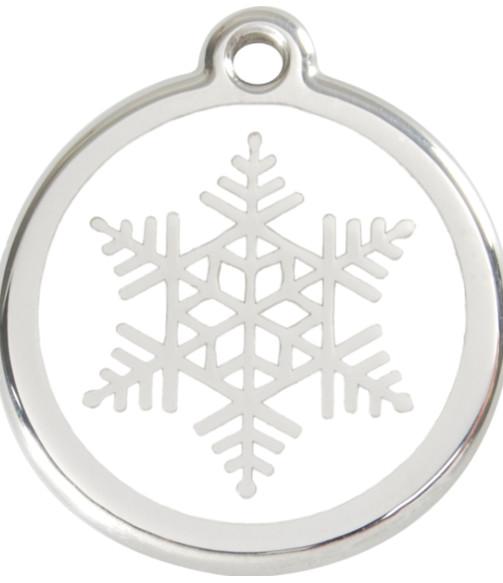 Red Dingo Enamel Dog & Cat ID Tags Snow Flake White