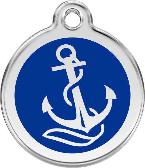 Red Dingo Enamel Dog & Cat ID Tags Anchor Dark Blue